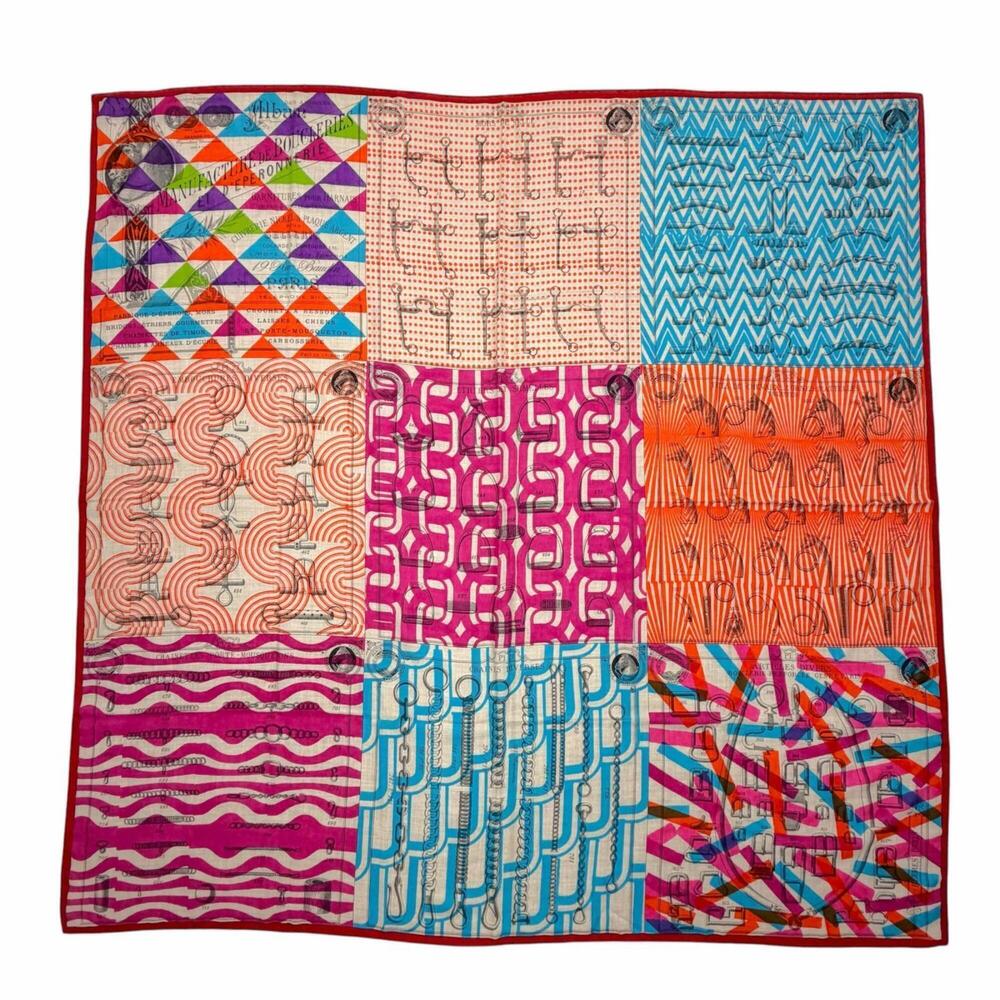 HERMES Carre Geant (Manufacturing Workshop of Buckles) Cashmere and Silk Scar...